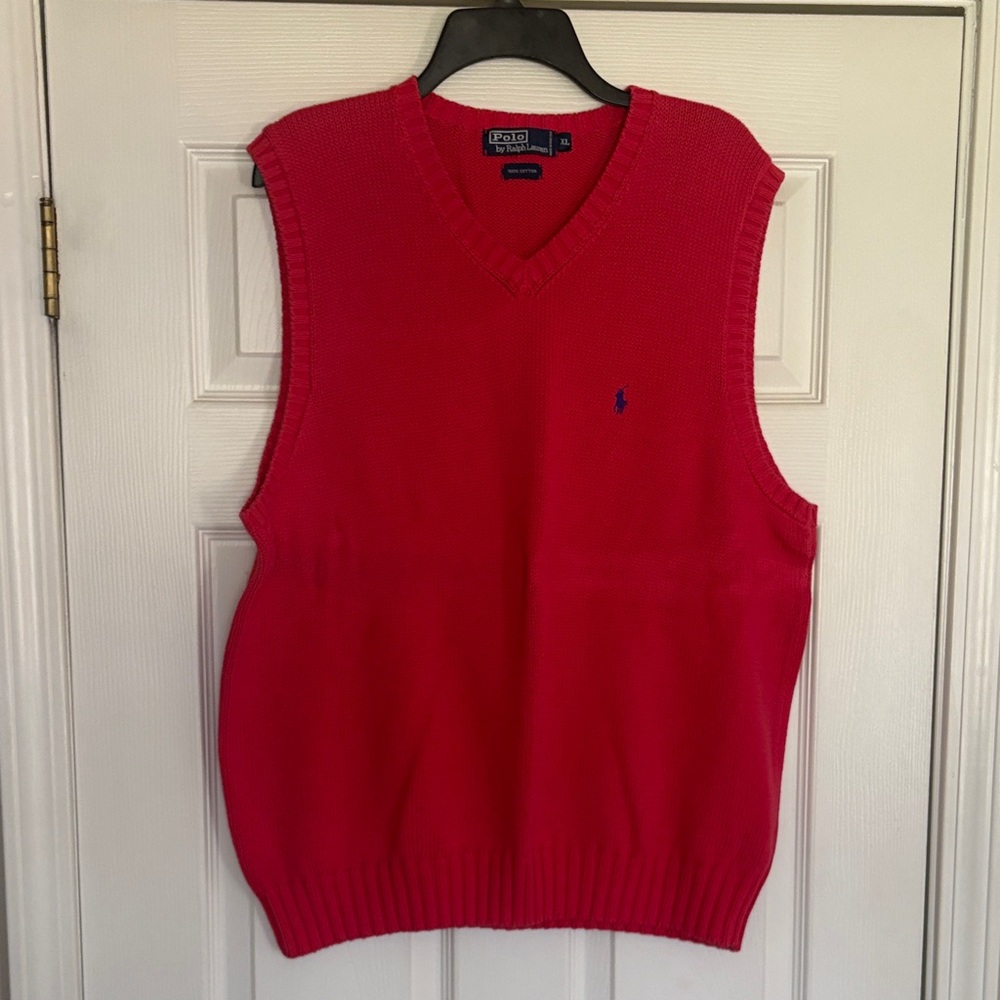 Polo by Ralph Lauren Men's V-Neck Red Sweater Vest